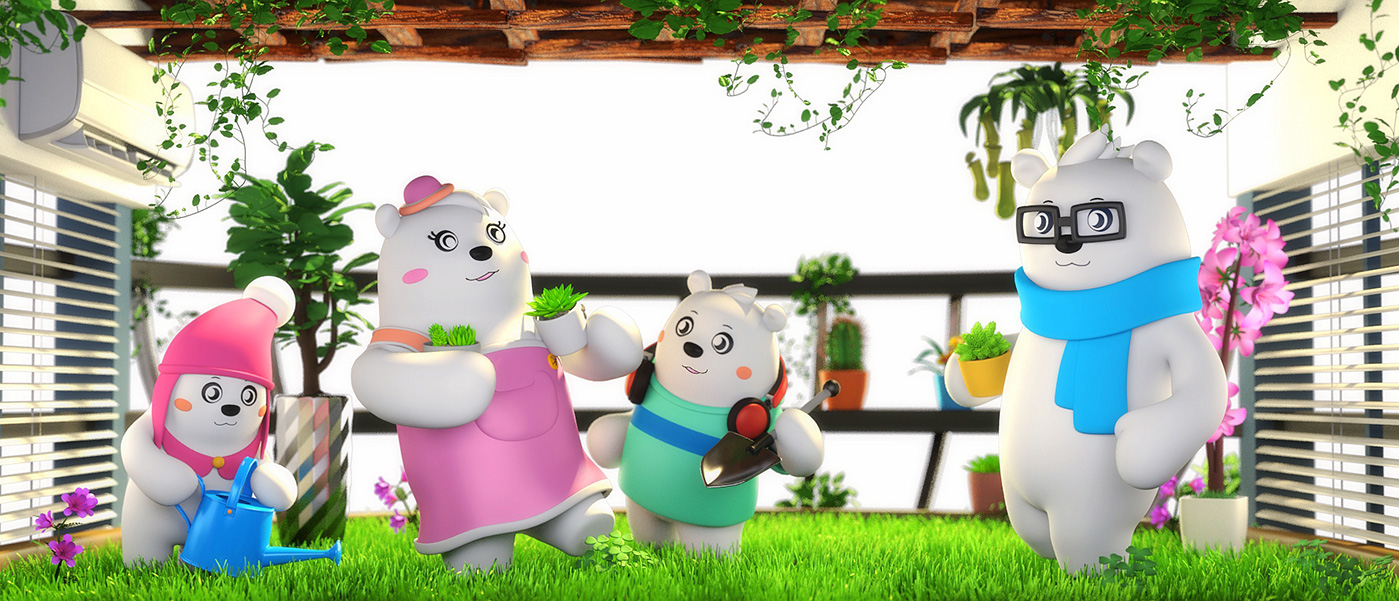 midea空調(diào)北極熊吉祥物設(shè)計(jì)－玩耍